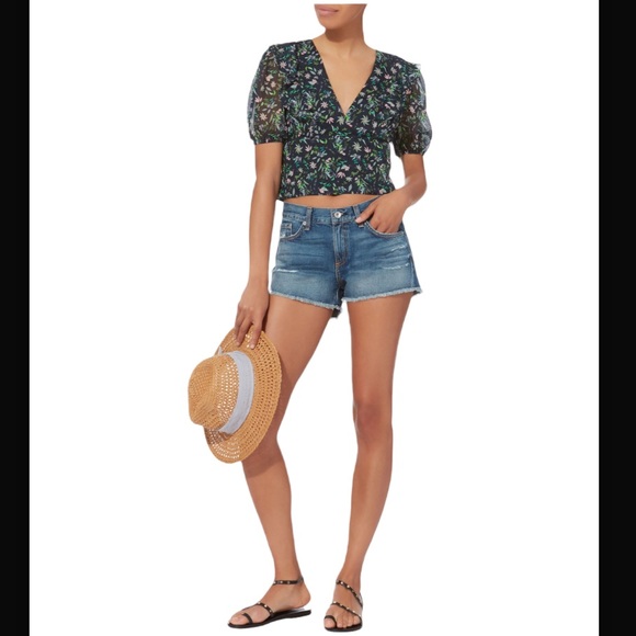 NWOT Amur Blue Silk Floral Top size S - Picture 3 of 10